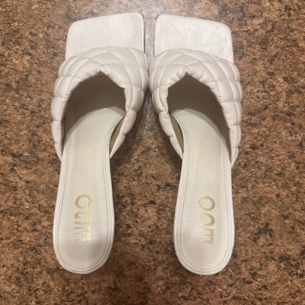 White Women Sandal Shoes Low Heel Casual Slipper Mule